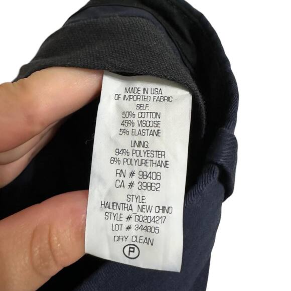 Theory Halientra Chino Wide-Leg Pants Cotton Blend Size 0 Navy #G0204217 - Picture 5 of 6